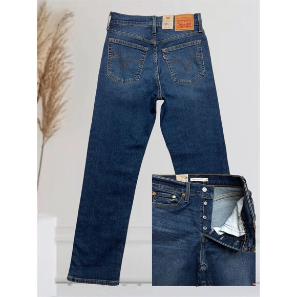 Levi's Wedgie Straight High-Rise Buttonfly Women's Size 28 Ankle Blue Jeans - Picture 1 of 14